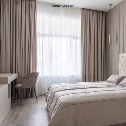 ม่าน 2 ชั้น (ม่านจีบ dim-out, ม่านโปร่ง) Living Room