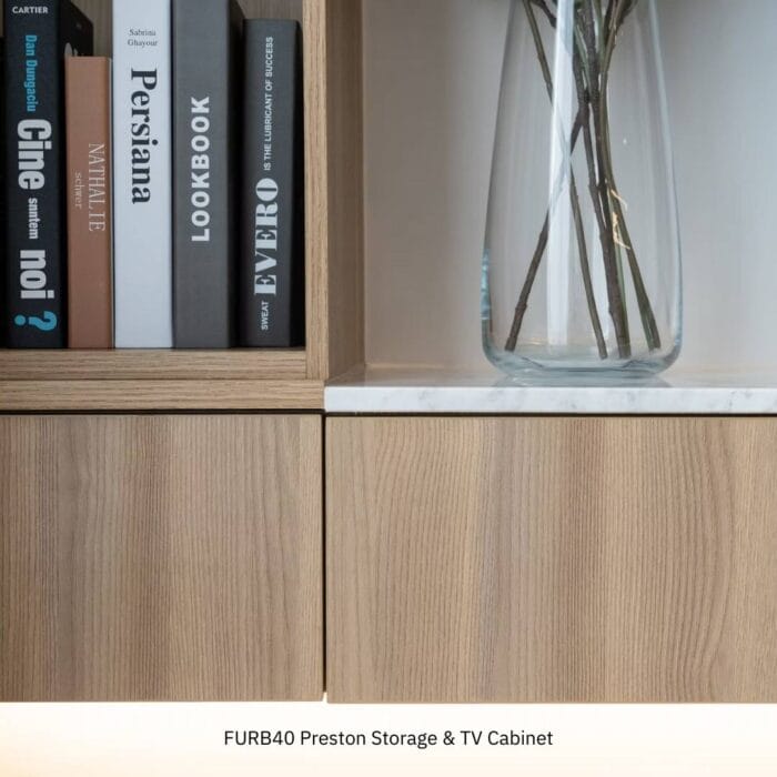 Preston ตู้เก็บของและวางทีวี (บานกระจก, ท้อปหินอ่อน) - Image 4